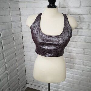 NWOT Rae Mode Ladies Size 1X Purple Shiny Snakeskin Pattern Sports Bra